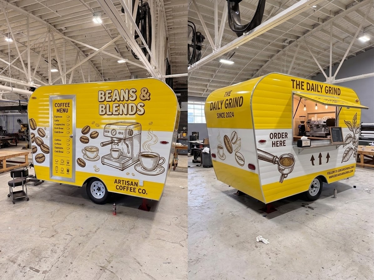 Beans & Blends coffee trailer custom wrap