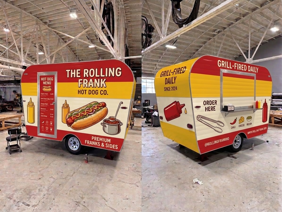 The Rolling Frank Hot Dog Co. trailer wrap
