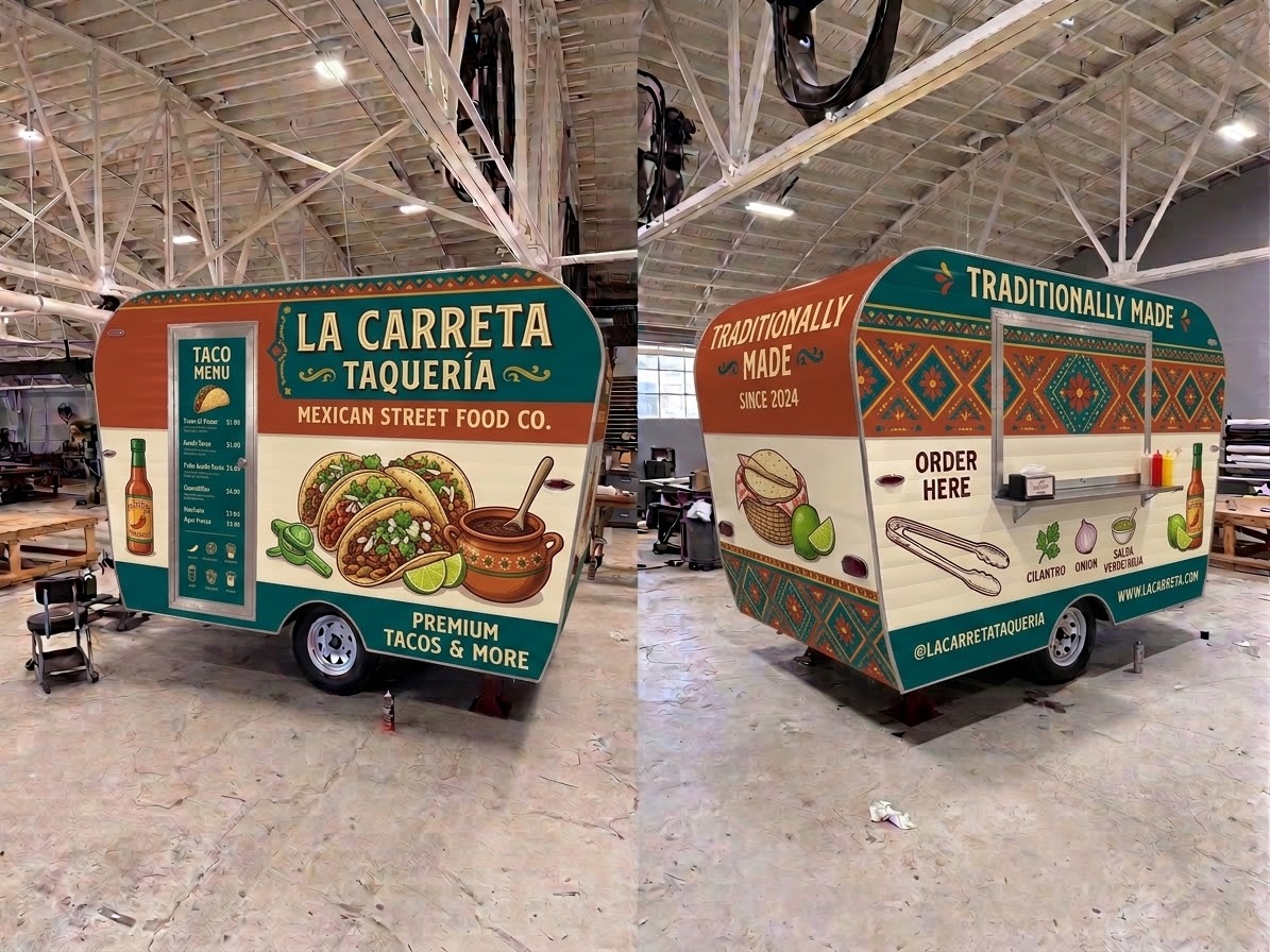 La Carreta Taquería Mexican street food trailer wrap