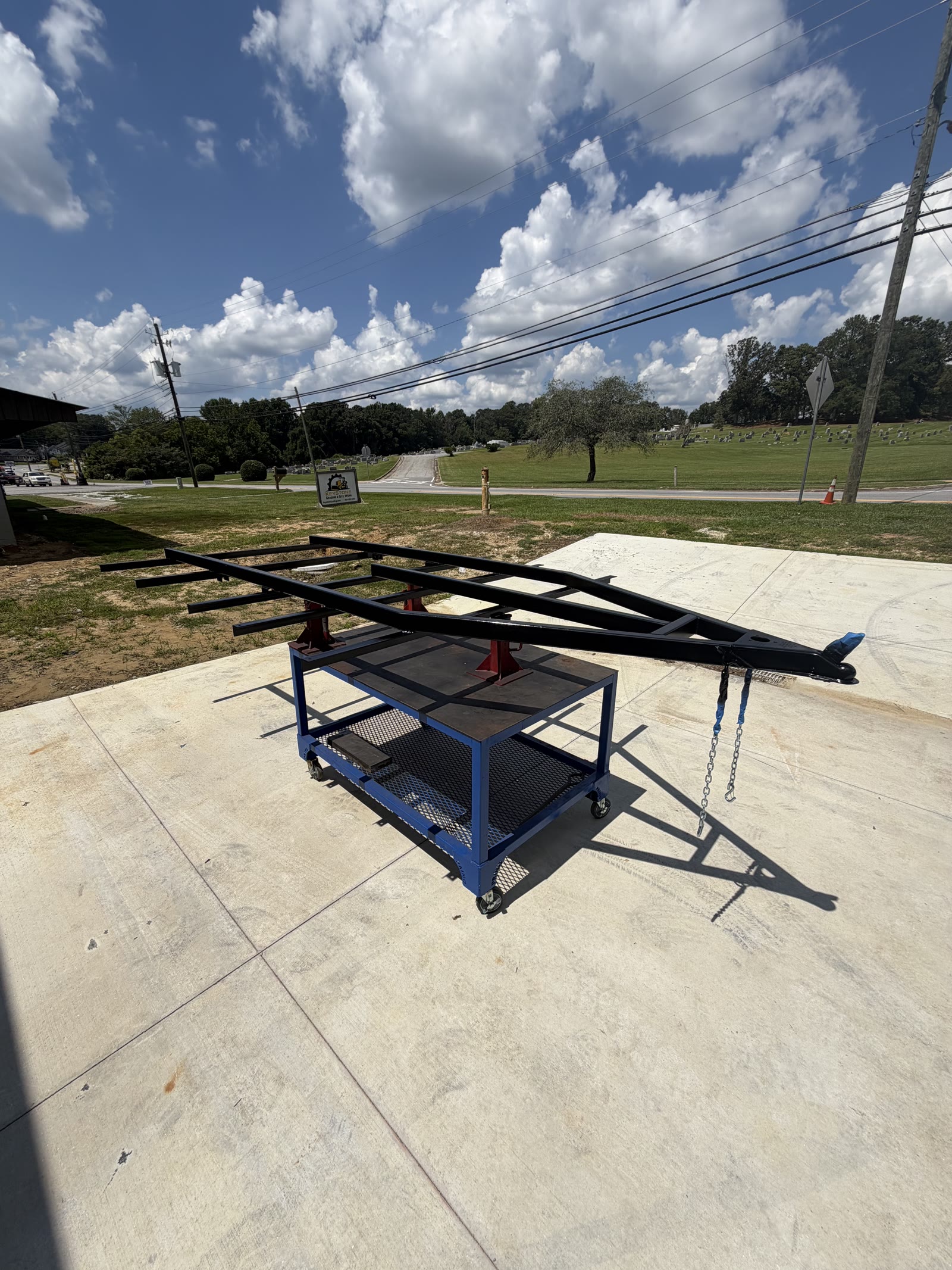 In-house all-welded steel trailer frame with rust-prevention paint