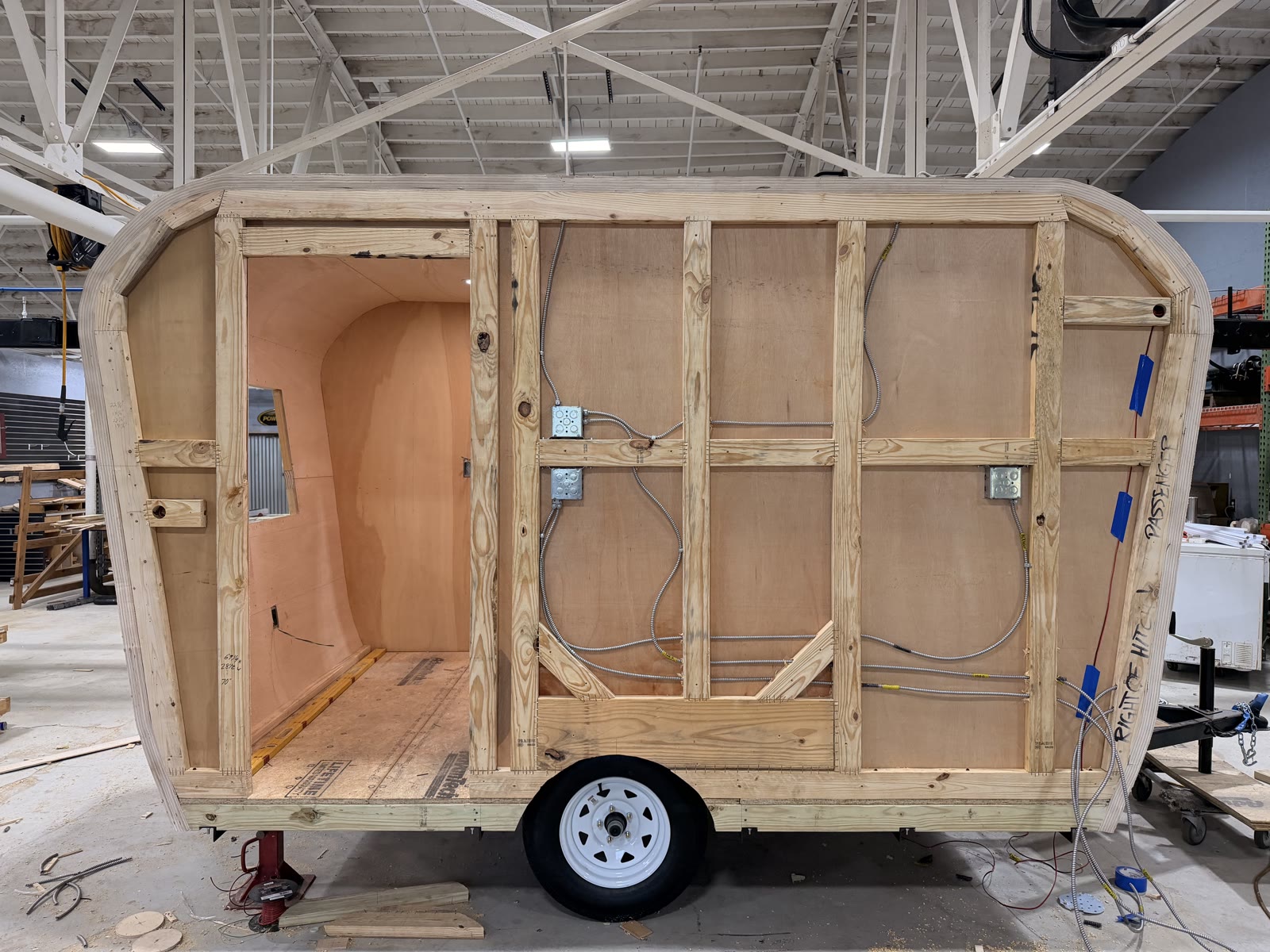 Trailer framing under construction