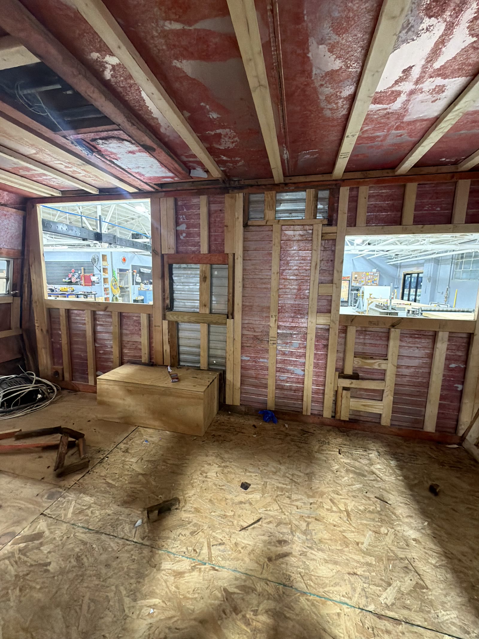 Interior framing during trailer renovation